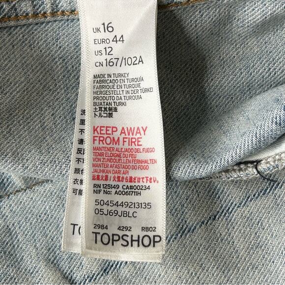 Topshop Moto Foil Iridescent Oversized Denim Jacket US 12 - Picture 11 of 14